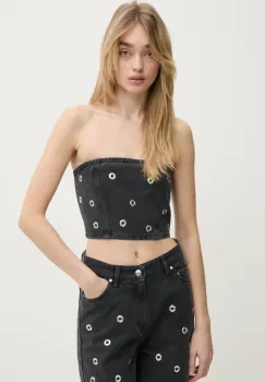 Rotate bluza subtire de blugi 0 femei, culoarea gri, cu imprimeu, 1140052998 imagine