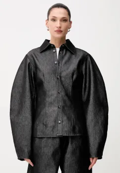 Rotate camasa jeans culoarea negru, cu guler clasic, regular, 114961100 imagine