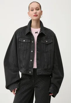 Rotate geaca jeans femei, culoarea gri, de tranzitie, oversize, 1136122998 imagine