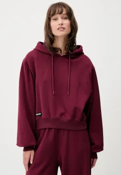 Rotate hanorac de bumbac culoarea bordo, cu gluga, uni, 1143872734 imagine