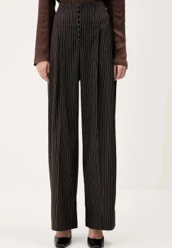 Rotate pantaloni culoarea maro, lat, high waist, 1146983065 imagine