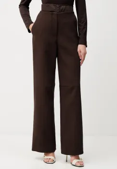 Rotate pantaloni culoarea maro, lat, high waist, 1149412910 imagine