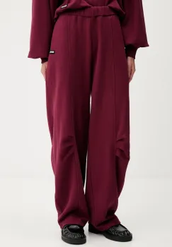 Rotate pantaloni de trening din bumbac culoarea bordo, uni, 1143882734 imagine