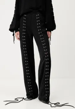 Rotate pantaloni de trening din bumbac culoarea negru, uni, 114389100 imagine