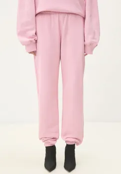 Rotate pantaloni de trening din bumbac culoarea roz, neted, 1134301986 imagine