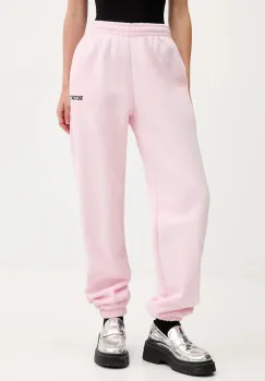 Rotate pantaloni de trening din bumbac culoarea roz, uni, 114378191 imagine