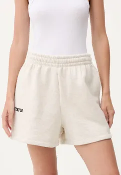 Rotate pantaloni scurti din bumbac culoarea bej, melanj, high waist, 1143833070 imagine