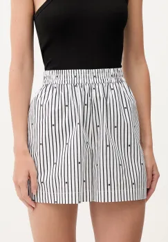 Rotate pantaloni scurti din bumbac culoarea negru, cu imprimeu, high waist, 114396000 imagine