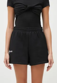 Rotate pantaloni scurti din bumbac High Waist culoarea negru, uni, high waist, 112455100 imagine