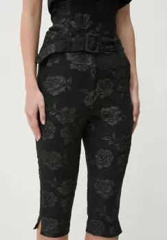 Rotate pantaloni scurti femei, culoarea negru, cu imprimeu, high waist, 113305100 imagine