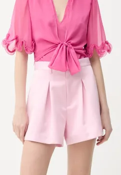 Rotate pantaloni scurti femei, culoarea roz, uni, high waist, 1137671011 imagine