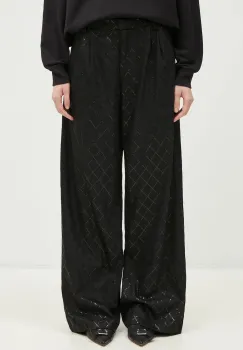 Rotate pantaloni Wide Leg Sequins Pants femei, culoarea negru, lat, medium waist, 113326100 imagine