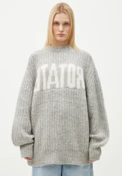 Rotate pulover de lana Knitted Logo femei, culoarea gri, calduros, 1137491789 imagine