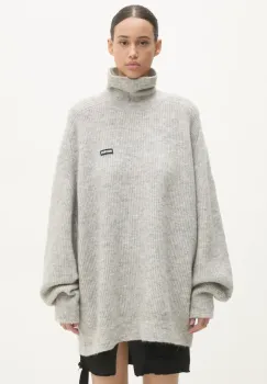 Rotate pulover de lana Turtleneck femei, culoarea gri, cu guler, 113128039 imagine