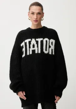 Rotate pulover din amestec de lana culoarea negru, calduros, 114910100 imagine