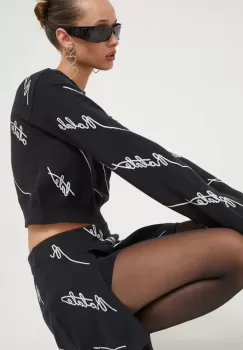 Rotate pulover din amestec de lana femei, culoarea negru, light imagine