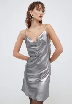 Rotate rochie culoarea argintiu, mini, drept imagine