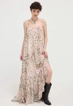 Rotate rochie culoarea bej, maxi, drept imagine