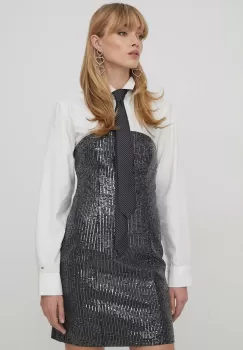 Rotate rochie culoarea gri, mini, mulata imagine