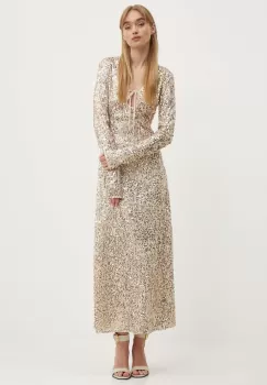 Rotate rochie culoarea maro, maxi, evazati imagine