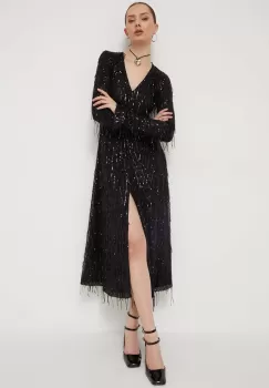 Rotate rochie culoarea negru, midi, evazati imagine