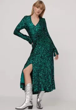 Rotate rochie culoarea turcoaz, midi, evazati imagine