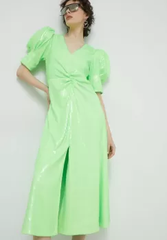 Rotate rochie culoarea verde, midi, evazati imagine