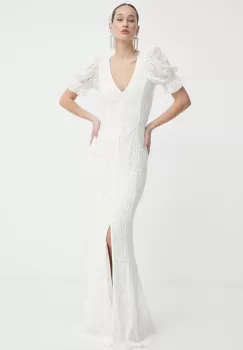 Rotate rochie de mireasa Lace Puffy culoarea bej, maxi, mulata, 112172857 imagine