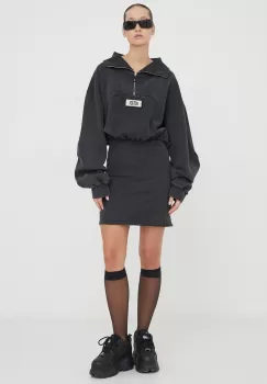 Rotate rochie din bumbac culoarea gri, mini, oversize imagine