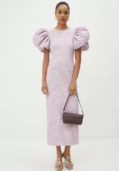 Rotate rochie Jacquard culoarea roz, maxi, mulata, 1127671433 imagine