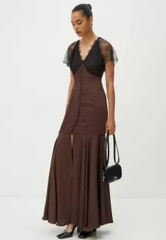 Rotate rochie Lace Maxi V-Neck Dress culoarea maro, maxi, mulata, 1127042910 imagine