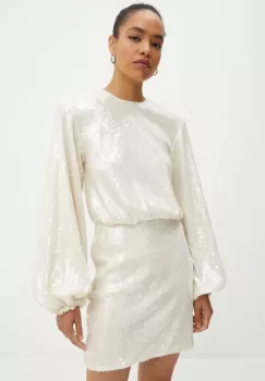 Rotate rochie Sequins Short Dress culoarea bej, mini, evazati, 112873857 imagine