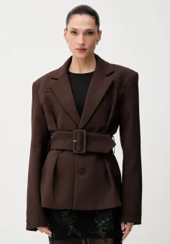 Rotate sacou culoarea maro, un singur rand de nasturi, uni, 1154842910 imagine