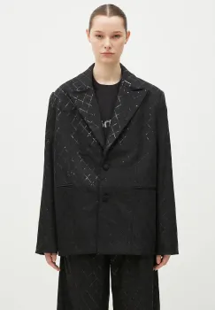 Rotate sacou din lana Oversized Sequins Blazer culoarea negru, un singur rand de nasturi, 113325100 imagine