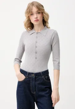 Rotate tricou polo femei, culoarea gri, 113785039 imagine