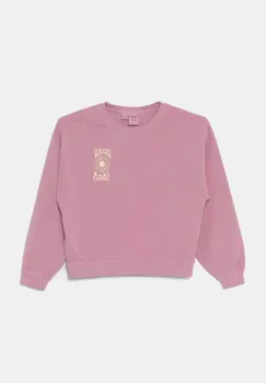 Roxy bluza copii LINEUP CREW RG TERRY A culoarea roz, cu imprimeu, ERGFT03974 imagine