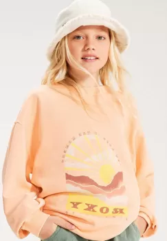 Roxy bluza copii LINEUPCREWRGTER culoarea portocaliu, cu imprimeu imagine