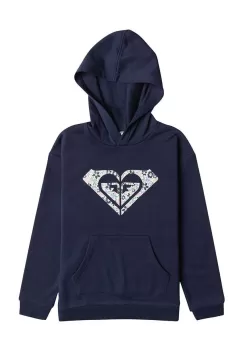 Roxy bluza copii SURFFEELHOODTER culoarea albastru marin, cu gluga, cu imprimeu imagine