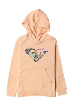 Roxy bluza copii SURFFEELHOODTER culoarea portocaliu, cu gluga, cu imprimeu imagine