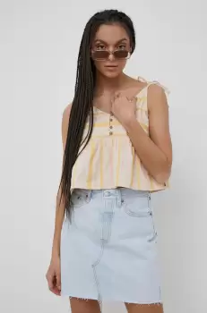 Roxy bluza din bumbac culoarea bej imagine