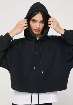 Roxy bluza femei, culoarea negru, cu gluga, neted imagine
