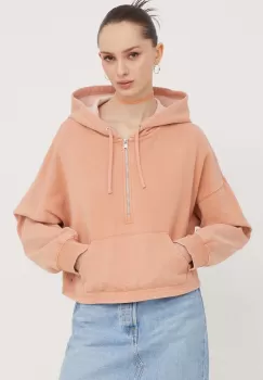 Roxy bluza femei, culoarea portocaliu, cu gluga, neted imagine