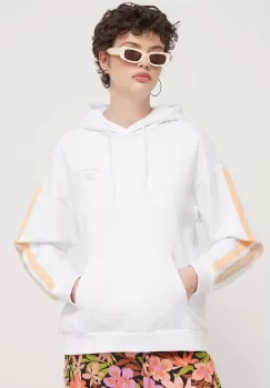 Roxy hanorac de bumbac Essential Energy femei, culoarea alb, cu gluga, cu imprimeu, ERJFT04793 imagine