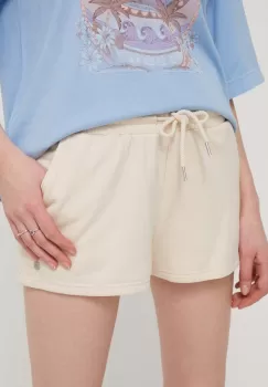Roxy pantaloni scurti femei, culoarea bej, neted, medium waist, ERJFB03419 imagine