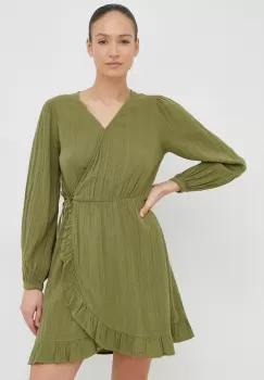 Roxy rochie din bumbac culoarea verde, mini, drept imagine