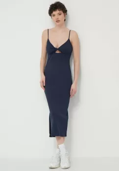 Roxy rochie Wavey Lady culoarea albastru marin, midi, mulata, ERJKD03469 imagine