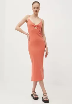 Roxy rochie Wavey Lady culoarea portocaliu, midi, mulata, ERJKD03469 imagine