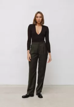 Saint Body pantaloni femei, culoarea maro, lat, high waist imagine