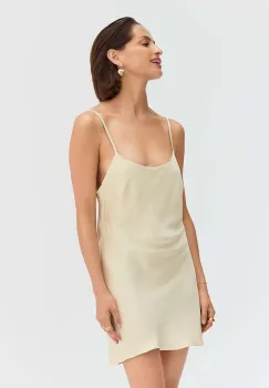 Saint Body rochie culoarea bej, mini, drept, SB.587 imagine