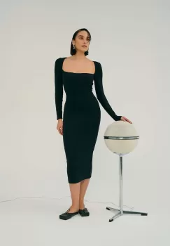 Saint Body rochie culoarea negru, midi, mulata imagine